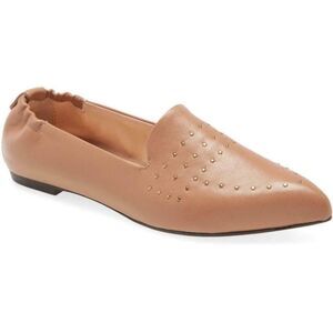 AGL Pink Tan Leather Studded Moc Flats EUR 39 US 8.5 VGUC